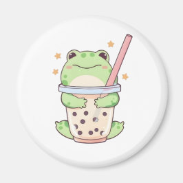 Kawaii Chibi Kikker Knuffelt Bubbeldrank Kop Magneet