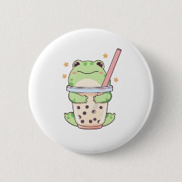 Kawaii Chibi Kikker Knuffelt Bubbeldrank Kop Ronde Button 5,7 Cm