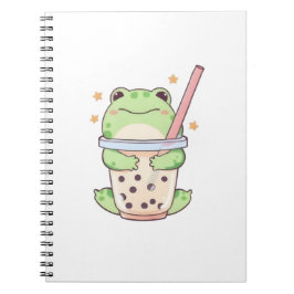 Kawaii Chibi Kikker Knuffelt Bubble Tea Kop Notitieboek