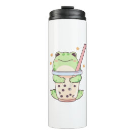 Kawaii Chibi Kikker Knuffelt Bubble Tea Kop Thermosbeker