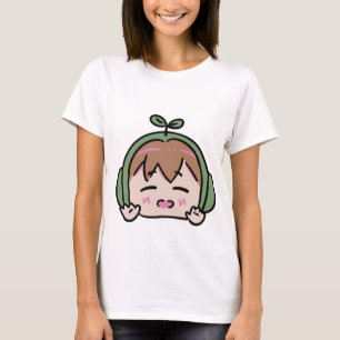 Kawaii Chibi Leaf Head Schattige gezicht Canvas ta T-shirt