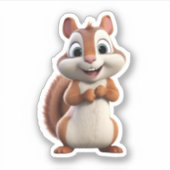 Kawaii Chibi Leuke Eekhoorn Chipmunk Sticker (Voorkant)