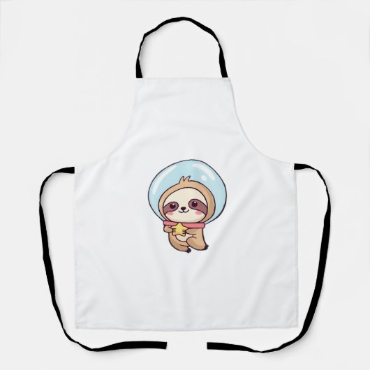 Kawaii Chibi Luiaard Astronaut – Schattige Ruimte  Schort (Voorkant)