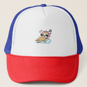 Kawaii Chibi Luiaard die naar Muziek luistert � Cu Trucker Pet