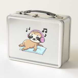 Kawaii Chibi Luiaard die naar Muziek luistert � Sc