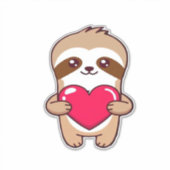 Kawaii Chibi Luiaard Knuffelt Hart � Schattig Aard Sticker (Voorkant)