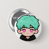 Kawaii Chibi Mint Haar Jongen Knop Speld Ronde Button 5,7 Cm (Voorkant /achterkant)