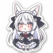 Kawaii Chibi Neko Gothic Lolita Anime Sticker (Voorkant)