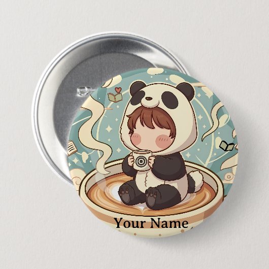 Kawaii Chibi Panda Button Pin Badge (Voorkant /achterkant)