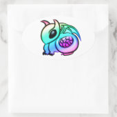 Kawaii Chibi Rainbow Dragon Ovale Sticker (Tas)