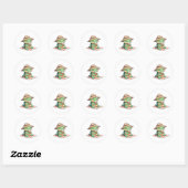 Kawaii Chibi Schildpad in Strohoed Eet Ijs Ronde Sticker (Vel)
