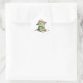 Kawaii Chibi Schildpad in Strohoed Eet Ijs Ronde Sticker (Tas)
