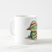 Kawaii Chibi Schildpad in Strohoed Eet Ijsje Koffiemok (Voorkant links)