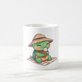 Kawaii Chibi Schildpad in Strohoed Eet Ijsje  Koffiemok