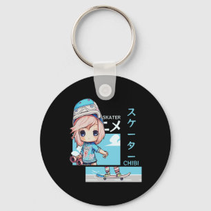 Kawaii Chibi Skater Skateboard Japans esthetiek  Sleutelhanger