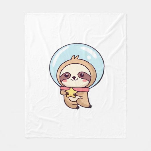 Kawaii Chibi Sloth Astronaut � Mooie Ruimte Sloth  Fleece Deken (Voorkant)