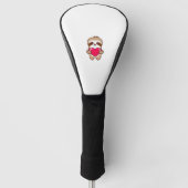 Kawaii Chibi Sloth Hugging Heart � Cute Adorable S Golfheadcover (Voorkant)