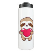 Kawaii Chibi Sloth Hugging Heart � Cute Adorable S Thermosbeker (Voorkant)