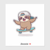 Kawaii Chibi Sloth Skater � Schattige Funny Skateb Sticker (Vel)