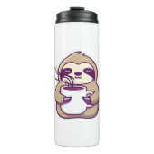 Kawaii Chibi Sloth with Coffee Mug � Cute Sleepy A Thermosbeker (Voorkant)