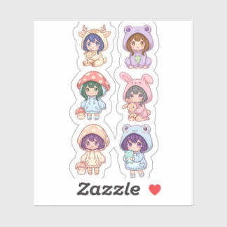 Kawaii Chibi-tekens Verzameling Cute Dieren Hoodie Sticker
