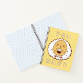 Kawaii chick holding rice ball japanese typografie notitieboek (Binnen)