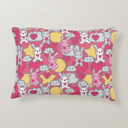Kawaii Child Pattern met Cute Doodles 2 Accent Kussen (Achterkant)