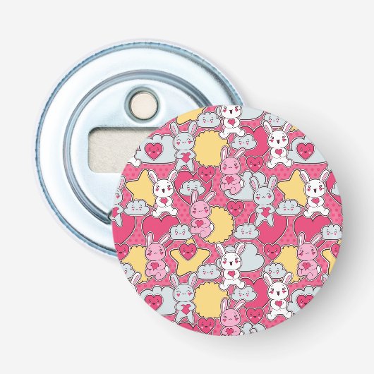Kawaii Child Pattern met Cute Doodles 2 Button Flesopener (Voorkant)