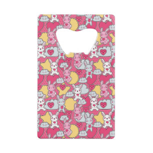 Kawaii Child Pattern met Cute Doodles 2 Creditkaart Flessenopener