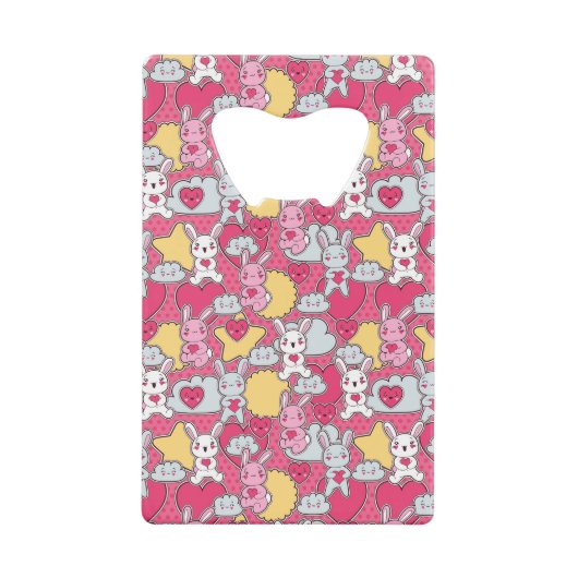 Kawaii Child Pattern met Cute Doodles 2 Creditkaart Flessenopener (Voorkant)