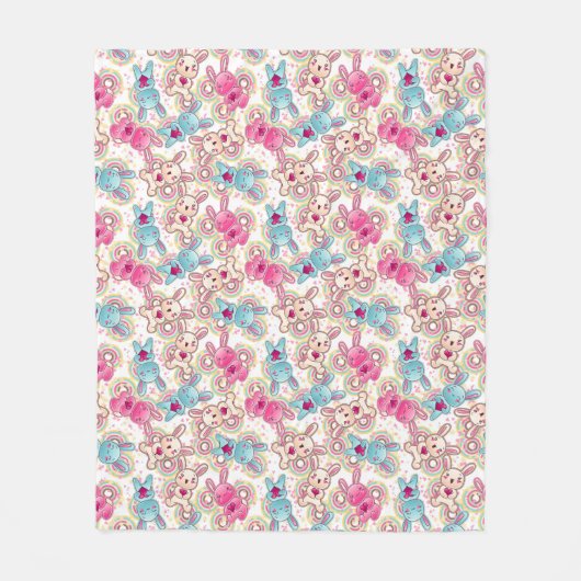 Kawaii Child Pattern met Cute Doodles 2 Fleece Deken (Voorkant)