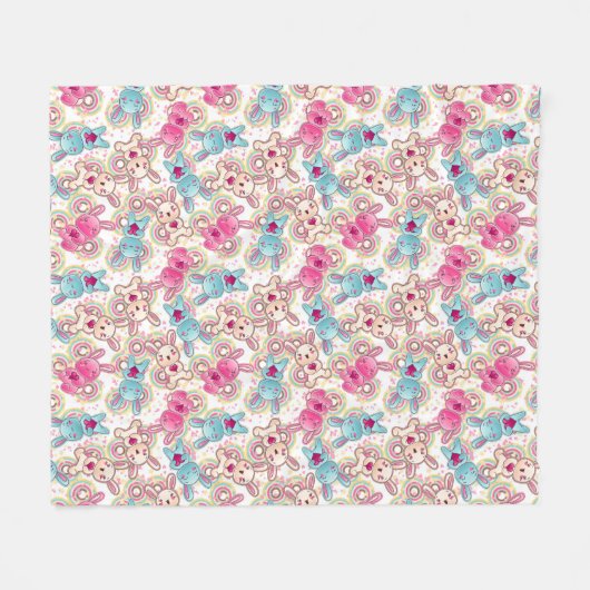Kawaii Child Pattern met Cute Doodles 2 Fleece Deken (Voorkant (Horizontaal))