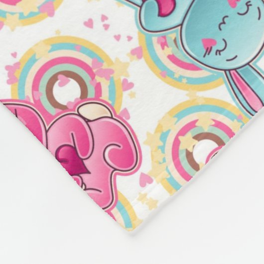Kawaii Child Pattern met Cute Doodles 2 Fleece Deken (Hoek)