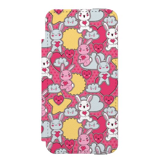 Kawaii Child Pattern met Cute Doodles 2 Incipio iPhone Portemonnee Hoesje (Voorkant Agenda)