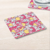 Kawaii Child Pattern met Cute Doodles 2 Kartonnen Onderzetters (Schuin)