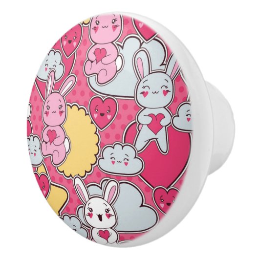 Kawaii Child Pattern met Cute Doodles 2 Keramische Knop (Rechts)