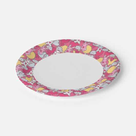 Kawaii Child Pattern met Cute Doodles 2 Papieren Bordje (Gekanteld)