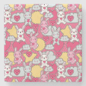 Kawaii Child Pattern met Cute Doodles 2 Stenen Onderzetter (Voorkant)