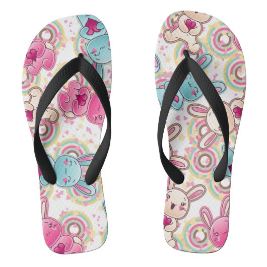 Kawaii Child Pattern met Cute Doodles 2 Teenslippers (Voetbed)