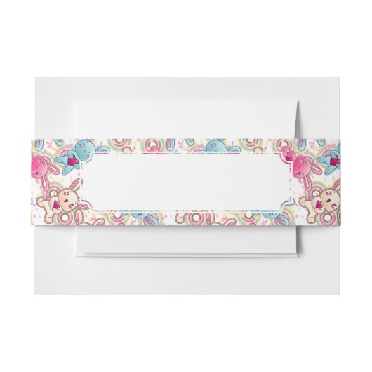Kawaii Child Pattern met Cute Doodles 2 Uitnodigingen Wikkel (Voorkant Voorbeeld)