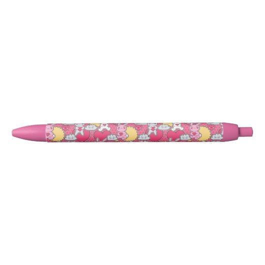 Kawaii Child Pattern met Cute Doodles 2 Zwarte Inkt Pen (Voorkant)