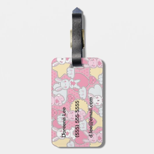 Kawaii Child Pattern met Cute Doodles Bagagelabel (Achterkant verticaal)