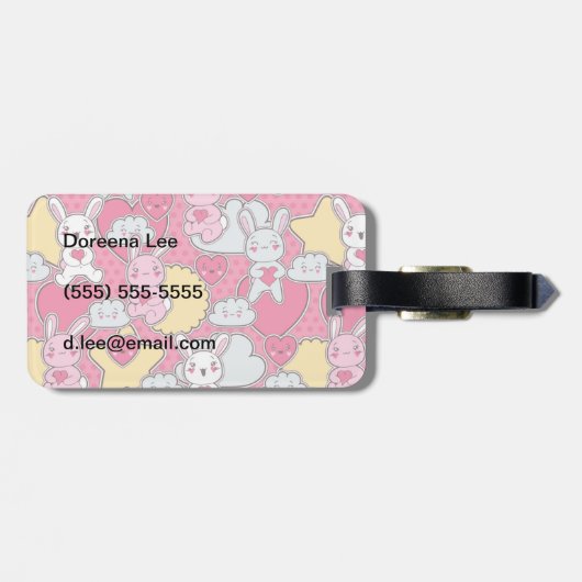 Kawaii Child Pattern met Cute Doodles Bagagelabel (Achterkant horizontaal)