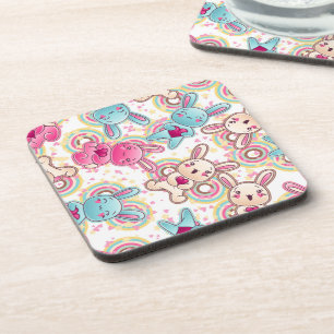 Kawaii Child Pattern met Cute Doodles Bier Onderzetter