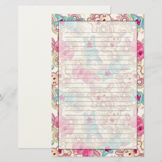 Kawaii Child Pattern met Cute Doodles Briefpapier (Voorkant / Achterkant)