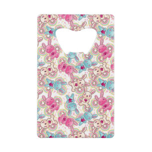 Kawaii Child Pattern met Cute Doodles Creditkaart Flessenopener