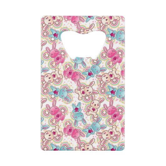 Kawaii Child Pattern met Cute Doodles Creditkaart Flessenopener (Voorkant)
