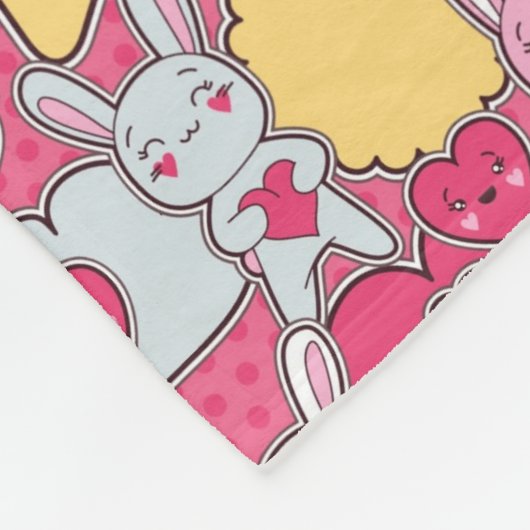 Kawaii Child Pattern met Cute Doodles Fleece Deken (Hoek)