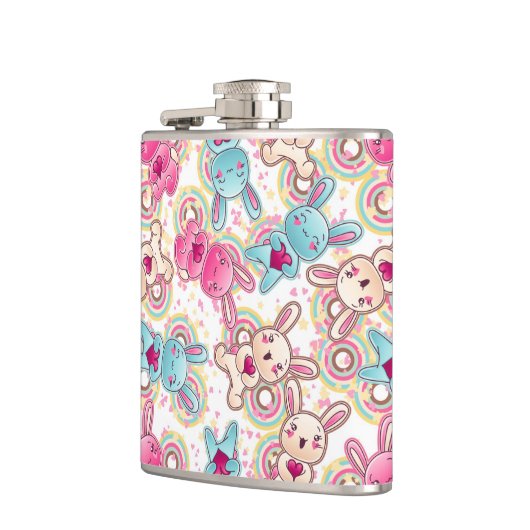 Kawaii Child Pattern met Cute Doodles Heupfles (Links)