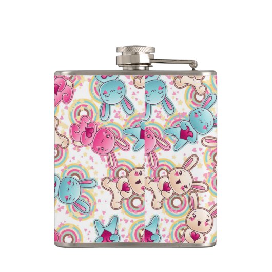 Kawaii Child Pattern met Cute Doodles Heupfles (Achterkant)